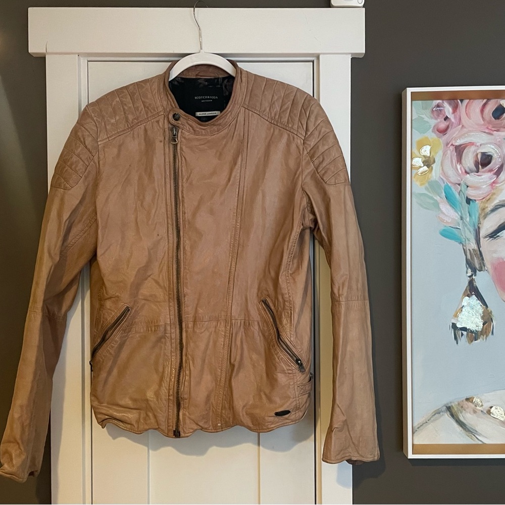 Scotch & Soda Leather Jacket, Cognac